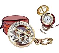 Handmade Brass Push Open Compass On Chain with Leather Case, Pocket Compass Gift