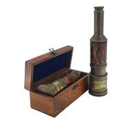 Handmade Brass Telescope Victorian London 1915 Tracker Spyglass Scope Replica Antique 18 inch Large Functional Vintage Souvenir with Hand-Stitched Leather (#4 Antique)