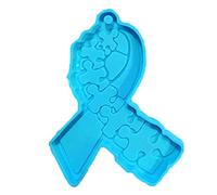 Handmade Breast Cancer Mould Ribbon Silicone Keychain Mold with Hole Awareness for DIY Keychain Pendant Making Crafts Ribbon molds Silicone for Resin