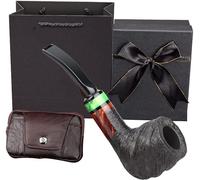 Handmade Briar Wood Tobacco Pipe Pipe with 9mm Pipe Filter and Accessories, Luxury Pipe Set with Tobacco Pipe Pack and Stand, (Size:A,B.) GIFT
