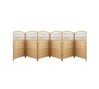 Handmade Brown 6-Panel Rattan Room Divider - Lightweight Breathable Office ions Light-Blocking for Kindergarten & Use 100x40cm