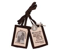 Handmade Brown Scapular with St. Benedict and Crucifix Pendants | Catholic Devotional Accessory | Great Christian Gift for First Holy Communion and Confirmation, Fabric, No Gemstone