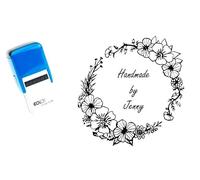 Handmade by Custom Self-Inking Rubber Stamp, 28mm x 28mm, 1 Lines of Text Maximum Personalised with Your Name