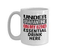 Handmade By Stukk 55TH Birthday Coffee Mug - Under Quarantine On My 55th - Essential Drink Here, Ceramic Coffee Mug, 11 oz