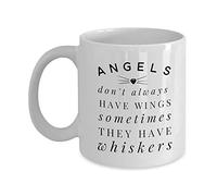 Handmade By Stukk Angel Whiskers Coffee Tea Mug Sentimental Gift for Cat Lover, Ceramic Coffee Mug, 11 oz