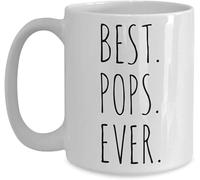 Handmade By Stukk Best Pops Ever Dad Gift Mug, Ceramic, White, Novelty Coffee Cup for Christmas, Birthday, Fathers Day