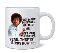Handmade By Stukk Bob Ross Mug Mistakes in Life Quote Lets Make Them Birds Ceramic Coffee Mug Tea Cup | Ceramic Coffee Mug | Stylish Printed Design | Tea & Coffee Cup Gift for Men WOM | 11oz