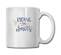 Handmade By Stukk Coffee Mugs Riding The Waves SVG Cut File Tea Milk Cup, Ceramic Coffee Mug, 11 oz
