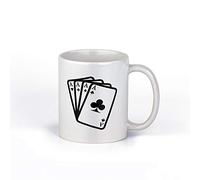 Handmade By Stukk Four Aces 11-Ounce NI582 | Ceramic Coffee Mug | 11 OZ