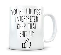 Handmade By Stukk Funny Interpreter Gift - Best Language Interpreter Coffee Mug for Men and Women - Great Appreciation Cup for a Thank You or Graduation for Him or Her, Ceramic Coffee Mug, 11 oz