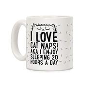 Handmade By Stukk I Love Cat Naps! Aka I Enjoy Sleeping 20 Hours A Day, Ceramic Coffee Mug, 11 oz