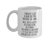 Handmade By Stukk I Would Fight A Bear for You Brother | Ceramic Coffee Mug | Stylish Printed Design | Tea & Coffee Cup Gift for Men Women Friends and Family | 11oz