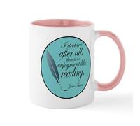 Handmade By Stukk Jane Austen Reading Quote Mugs Ceramic Coffee Mug | Ceramic Coffee Mug | Stylish Printed Design | Tea & Coffee Cup Gift for Men Women Friends and Family | 11oz