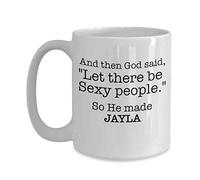 Handmade By Stukk Jayla Coffee Mug God Made Sexy People Funny Custom Personalized Name Gift Ideas, Ceramic Coffee Mug, 11 oz