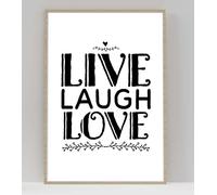 Handmade By Stukk Live Laugh Love Inspirational Positive Thoughts Quote Poster Print Wall(A4 - (210 x 297mm) )