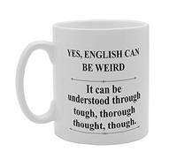 Handmade By Stukk MG3204 Yes English Can Be Weird It Can Be Understood Through Gift Printed Tea, Ceramic Coffee Mug, 11 oz
