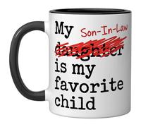 Handmade By Stukk My Son-in-Law is My Favourite Child Coffee Mug | Ceramic Coffee Mug | Father's Day Mug | Stylish Printed Design | Tea & Coffee Cup | 11oz | Black Two-Tone Design