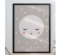 Handmade By Stukk Night Time Sleepy Eyelashes Emoji Nursery Wall Decor Art Poster Print(A4 - (210 x 297mm) )
