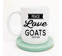 Handmade By Stukk Peace Love Goats Coffee Mug，, Ceramic Coffee Mug, 11 oz