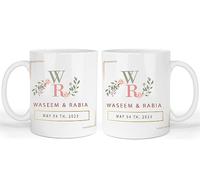 Handmade by Stukk Personalised Islamic Couple Mug Celebrate Wedding Nikha Event with Custom Mug with Name and Date