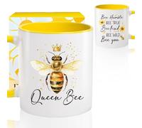 Handmade By Stukk Queen Bee Coffee Mug Gifts for Women Bees Lovers Bee | Ceramic Coffee Mug | Stylish Printed Design | Tea & Coffee Cup Gift for Men Women Friends and Family | 11oz