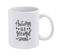 Handmade By Stukk Quotes Funny Coffee Mug Autumn is A Second Spring Office Mug Christmas Birthday Housewarming for Men Women, Ceramic Coffee Mug, 11 oz