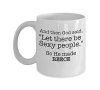 Handmade By Stukk Reece Coffee Mug God Made Sexy People Funny Custom Personalized Name Gift Ideas, Ceramic Coffee Mug, 11 oz