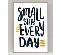 Handmade By Stukk Small Steps Everyday Motivational Inspirational Love Positive Quote Poster Wall(A5 - (148 x 210mm) )