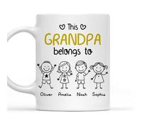 Handmade By Stukk This Grandpa Belongs to Custom Cute Kids and Names | Ceramic Coffee Mug | Father's Day Mug | Stylish Printed Design | Tea & Coffee Cup | 11oz