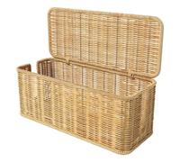 Handmade Cable Management Box - Imitation Rattan Cable Tidy Box with Lid Wooden Double Open Slot Cable Storage Box Dustproof Management Socket for Computer Router USB Hub & Power Strip