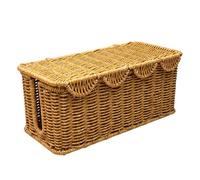 Handmade Cable Management Box - Imitation Rattan Cable Tidy Box with Lid Wooden Double Open Slot with Ties Cable Storage Box Dustproof Management Socket for Computer Router Hub Power Strip(U Shape)