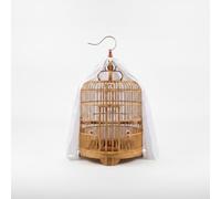 Handmade Cage, Round Hanging Decorative Birdcage with Feeder & Perch, Plant Fiber Pet Cage for Small Birds, Basic Version (Full Set), size to 1