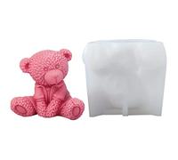 Handmade Candle Mold, 3D Silicone Reusable Sitting Bear Resin Candle Aromatherapy Coloured Plaster Cute Bear Fondant Resin