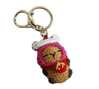 Handmade Capybara - Fashionably Attired Capybara Key Ring | Cartoon-Inspired Yarn-Crafted Miniature Doll | Whimsical Capybara Pendant