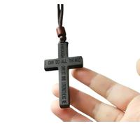 Handmade-Car Rearview Mirror Cross Hanging Ornament, Car Rearview Mirror Decorative Ornament, Car Cross Hanging Ornament, Jesus Christ Car Accessories Cross (Black)