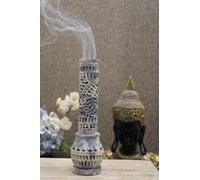 Handmade Carving Round Soapstone Incense Stick Tower Holder | Marble Incense Stick Tower Burner Holder Spa Aromatherapy Home Office Fragrance Accessories Home Office Decor - (11 X 3 Inches)