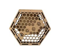 Handmade Cat Hexagon Wall Box, Indoor Cat Sleeping & Play Box, 9mm MDF, Wall-Mounted, Multiple Colours, Honey Comb Cutout Design, Made in UK (Natural)