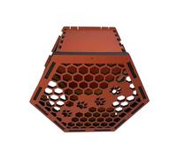 Handmade Cat Hexagon Wall Box, Indoor Cat Sleeping & Play Box, 9mm MDF, Wall-Mounted, Multiple Colours, Honey Comb Cutout Design, Made in UK (Red)