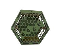 Handmade Cat Hexagon Wall Box, Indoor Cat Sleeping & Play Box, 9mm MDF, Wall-Mounted, Multiple Colours, Honey Comb Cutout Design, Made in UK (Green)