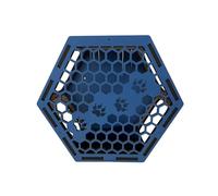 Handmade Cat Hexagon Wall Box, Indoor Cat Sleeping & Play Box, 9mm MDF, Wall-Mounted, Multiple Colours, Honey Comb Cutout Design, Made in UK (Blue)
