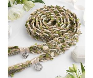 Handmade Celtic Wedding Handfasting Cord - Sage Green Braided Ceremony Rope - Double Electroplated Pendants - Heirloom Keepsake in Gift Box