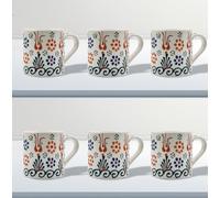 Handmade Ceramic 5 Oz Espresso Cups Set of 6, Small Vintage Coffee Cup Set, Tea, Cappuccino, Latte Mugs with Multicolor Gift Box