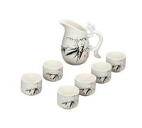 Handmade Ceramic 7 Piece Set, Retro Ceramic Traditional Sake Cup Set with 6 Sake Cups, 1 Dragon Handle Design Sake Pot, Best Gift for Family