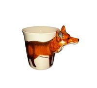 Handmade Ceramic Animal Mug, Fox Design - Unique, Hand-Painted Coffee Cup with Fun 3D Handle - Durable & Dishwasher Safe - Cute Autumn Mugs, Ideal Christmas & Birthday Gift for Animal Lovers
