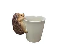 Handmade Ceramic Animal Mug, Hedgehog Design - Unique, Hand-Painted Coffee Cup with Fun 3D Handle - Durable & Dishwasher Safe - Cute Autumn Mugs, Ideal Christmas & Birthday Gift for Animal Lovers
