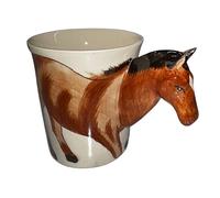 Handmade Ceramic Animal Mug, Horse Design - Unique, Hand-Painted Coffee Cup with Fun 3D Horse Handle - Durable & Dishwasher Safe - Cute Autumn Mugs, Ideal Christmas & Birthday Gift for Animal Lovers