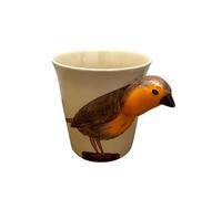 Handmade Ceramic Animal Mug, Robin Design - Unique, Hand-Painted Coffee Cup with Fun 3D Handle - Durable & Dishwasher Safe - Cute Autumn Mugs, Ideal Christmas & Birthday Gift for Animal Lovers