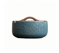 Handmade Ceramic Ashtray with Lid, Outdoor Indoor Ashtray, Porcelain for Home Office Desktop Decoration,Gift for Smoker (Blackish green)