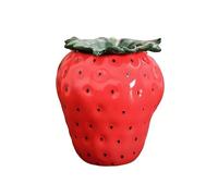 Handmade Ceramic Ashtray with Lid, Strawberry Shaped Unique Cute Ashtray for Indoor, Creative Modern Aesthetic Fruit Decor for Home Desktop Living Room Dedroom Kitchen (red)