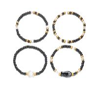 Handmade Ceramic Bracelets with Fish Beads and Shell Accents, Beach Jewellery for Hot Day, Stackable, Stretch Gifts for Women, Stackable Jewellery Set for the Beach Hot Day